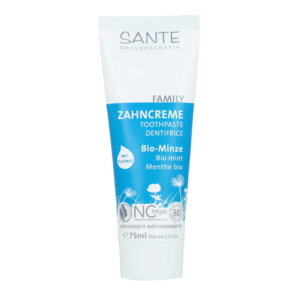 Pasta de dentes com flúor e menta Sante 75 ml