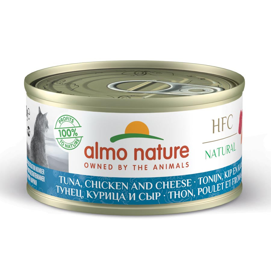 Almo Gato Hfc Natural Lata 70gr Atún&pollo&queso_0