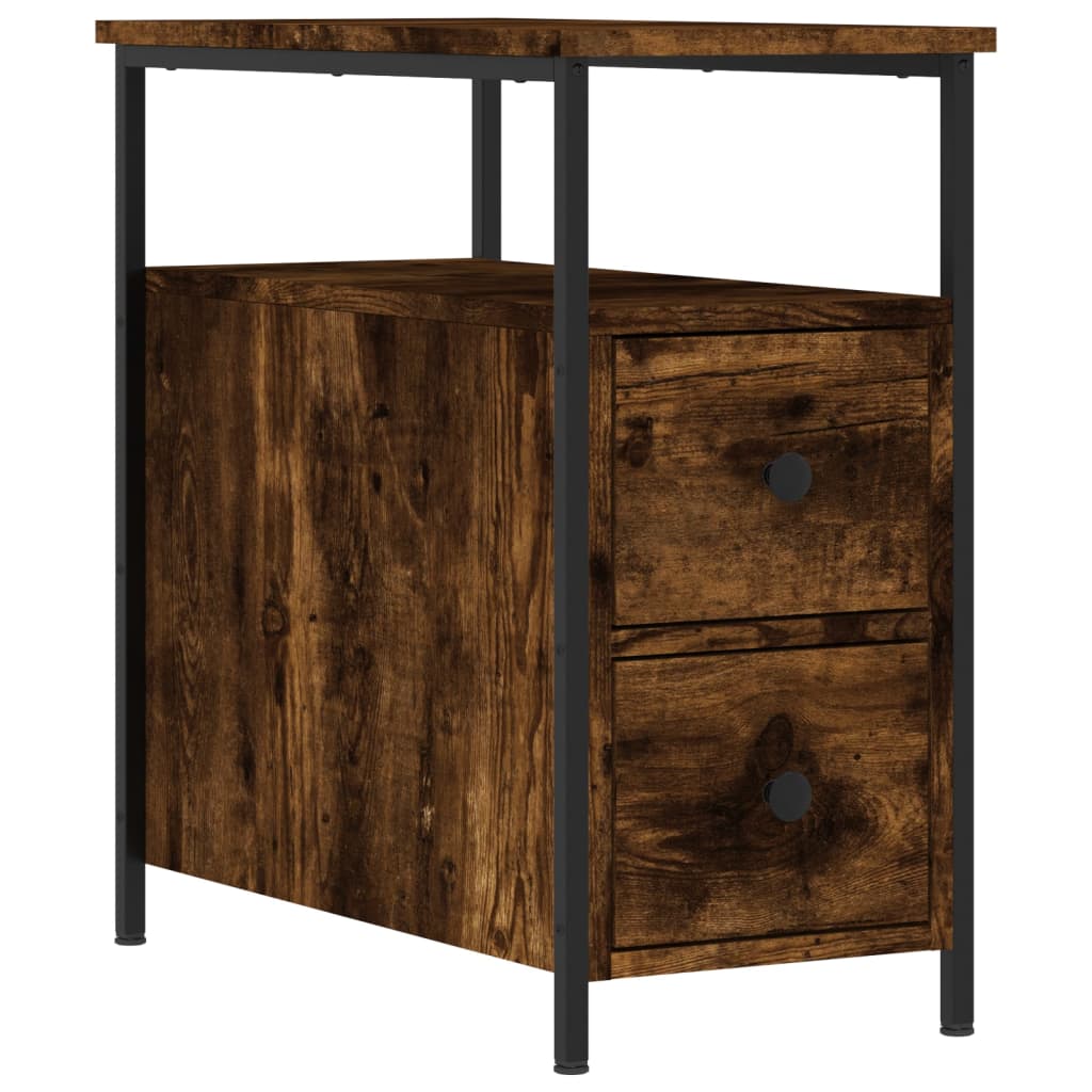Mesita De Noche Madera De Ingeniería Roble Ahumado 30x60x60 Cm_0