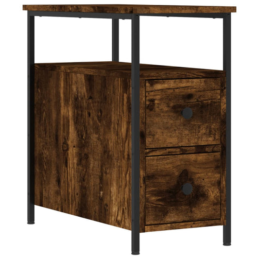 Mesita De Noche Madera De Ingeniería Roble Ahumado 30x60x60 Cm_0