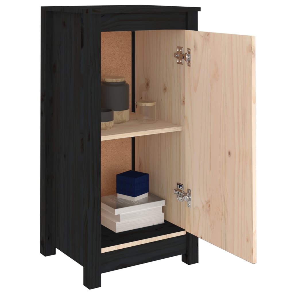 Aparador De Madera Maciza De Pino Negro 39x35x80 Cm / Vetonek_3