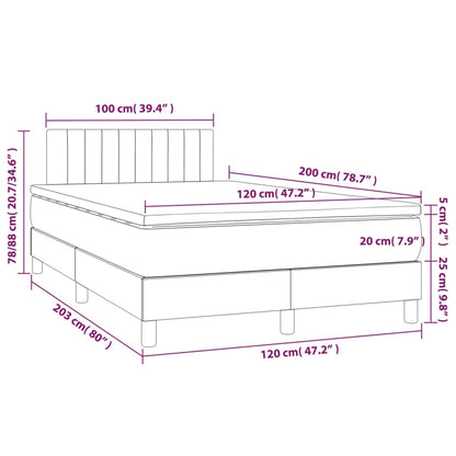 Cama Box Spring Con Colchón Y Led Tela Gris Taupe 120x200 Cm / Vetonek_1