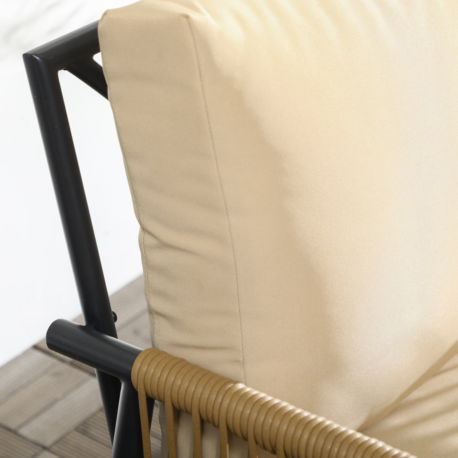 Outsunny Conjunto De Mesa Y Sillas De Jardín Exterior De 3 Piezas Negro Y Beige_3