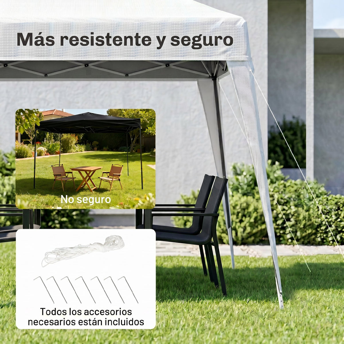 Outsunny Carpa Plegable 2,4x2,4 M De Jardín Diseño Pop Up De Acero Y Tela_5