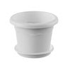 Vaso redondo Terra com pires branco embalagem 30 x 22 cm