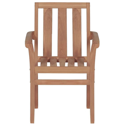 Vidaxl Sillas De Jardín Apilables 4 Uds Madera Maciza Teca Con Cojines_4
