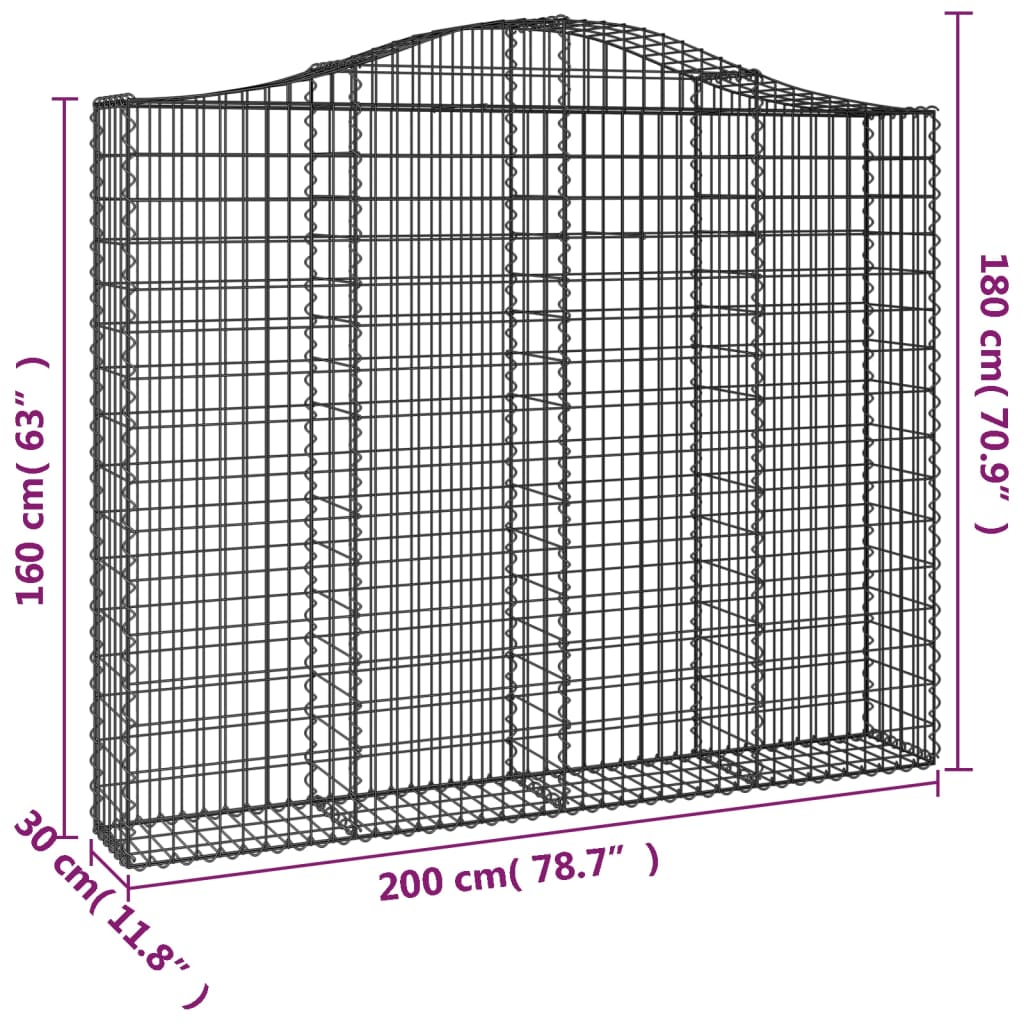 Cestas Gaviones 5 Uds Forma De Arco Hierro 200x30x160/180 Cm_5