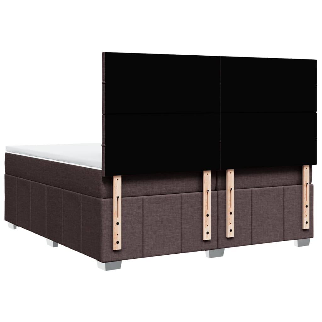 Cama Box Spring Con Colchón Tela Marrón Oscuro 200x200 Cm / Vetonek_2