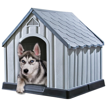 Caseta Para Perros Gris 92x87x91 Cm Plástico_1