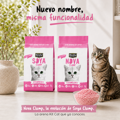 Kit de areia para gatos Eco SoyaClump - Areia para gatos morango 7 L