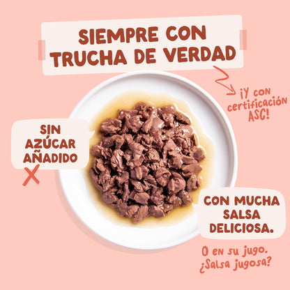 Sobres de comida húmeda Trucha & Pollo en Salsa para Gatos Adultos | Edgard & Cooper 85 g