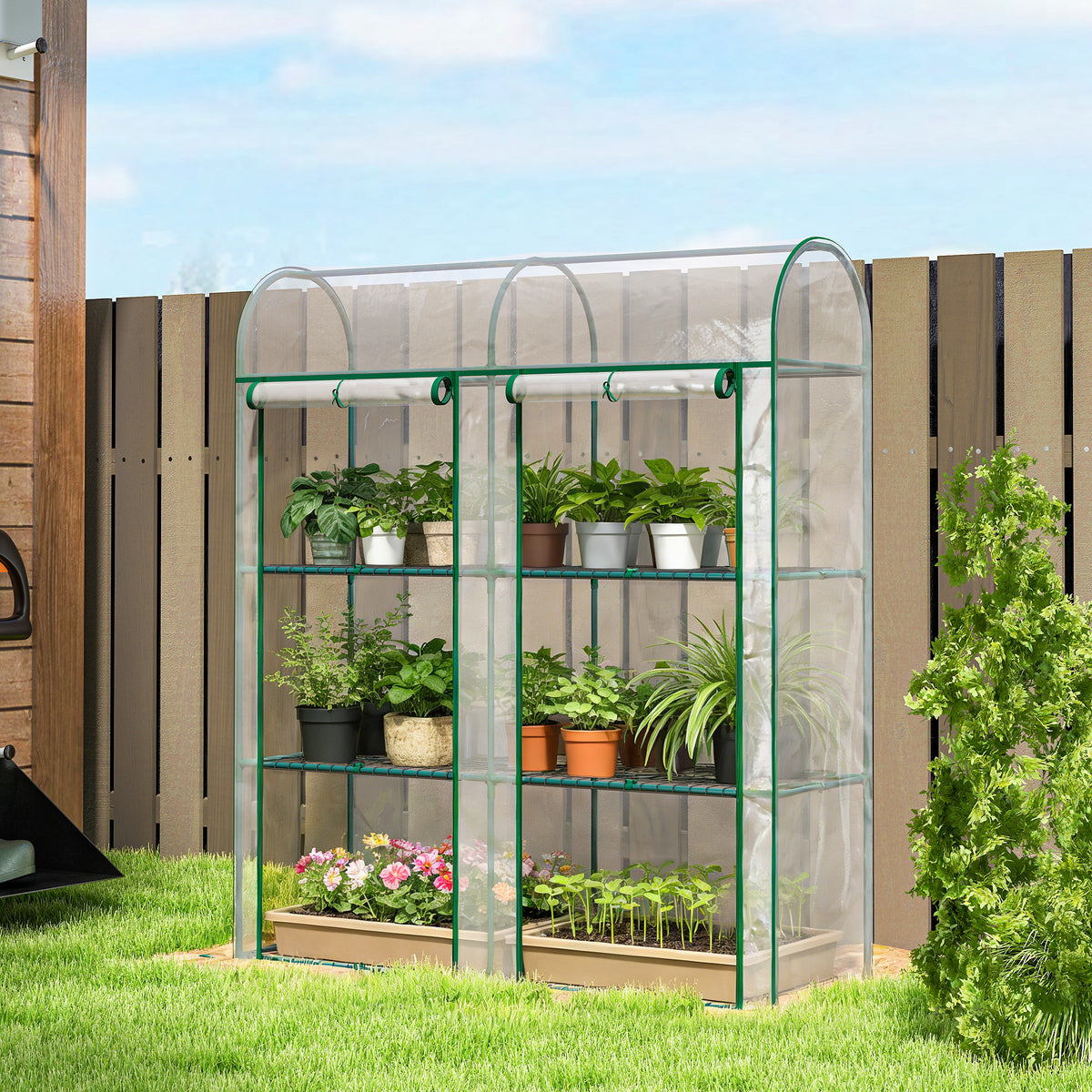 Outsunny Invernadero Pequeño Con 6 Estantes De Acero Y 2 Puertas Enrollables_1