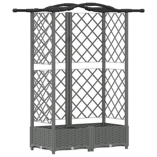 Cama Elevada Con Trellis Y Techo Gris Claro 124 X 40 X 123 Cm_0