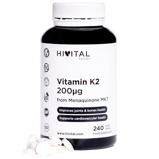 Vitamina K2 MK7 200 mcg 240 comprimidos vegan Hivital
