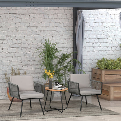 Outsunny Conjunto De Muebles De Jardín De Ratán Con 1 Mesa De Centro 2 Sillones_1