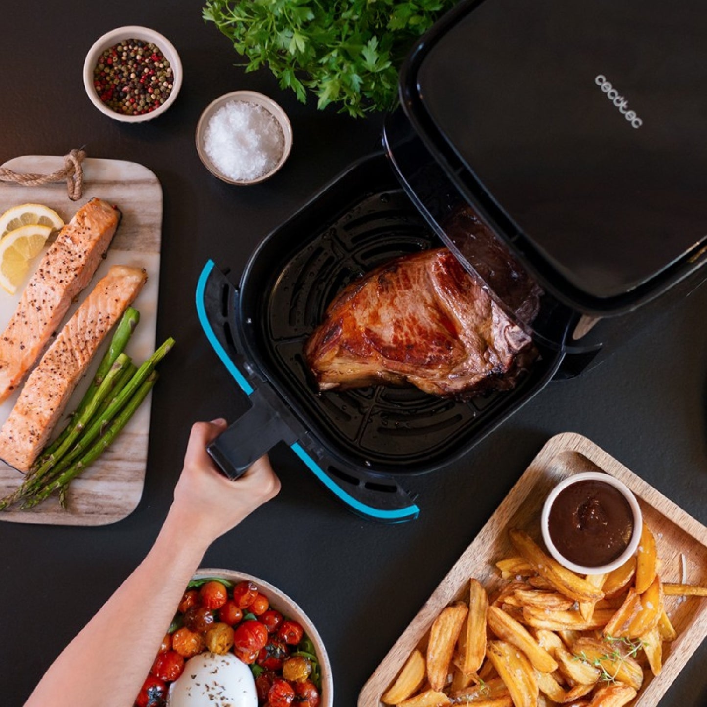 Freidora Sin Aceite De Aire Cecofry Full Inox 5500 Accesorios. Dietética Y Digital, 1450 W Nominal, 1600 W Máxima, 5l Volumen, 5,5l Área De Cocinado_4