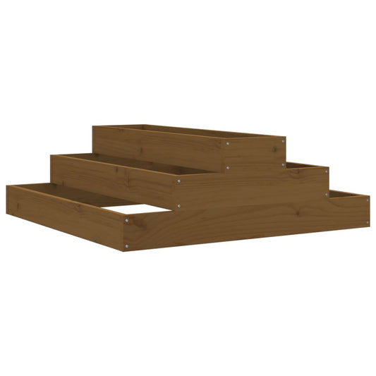 Jardinera De Madera Maciza De Pino Marrón Miel 80x80x27 Cm_0