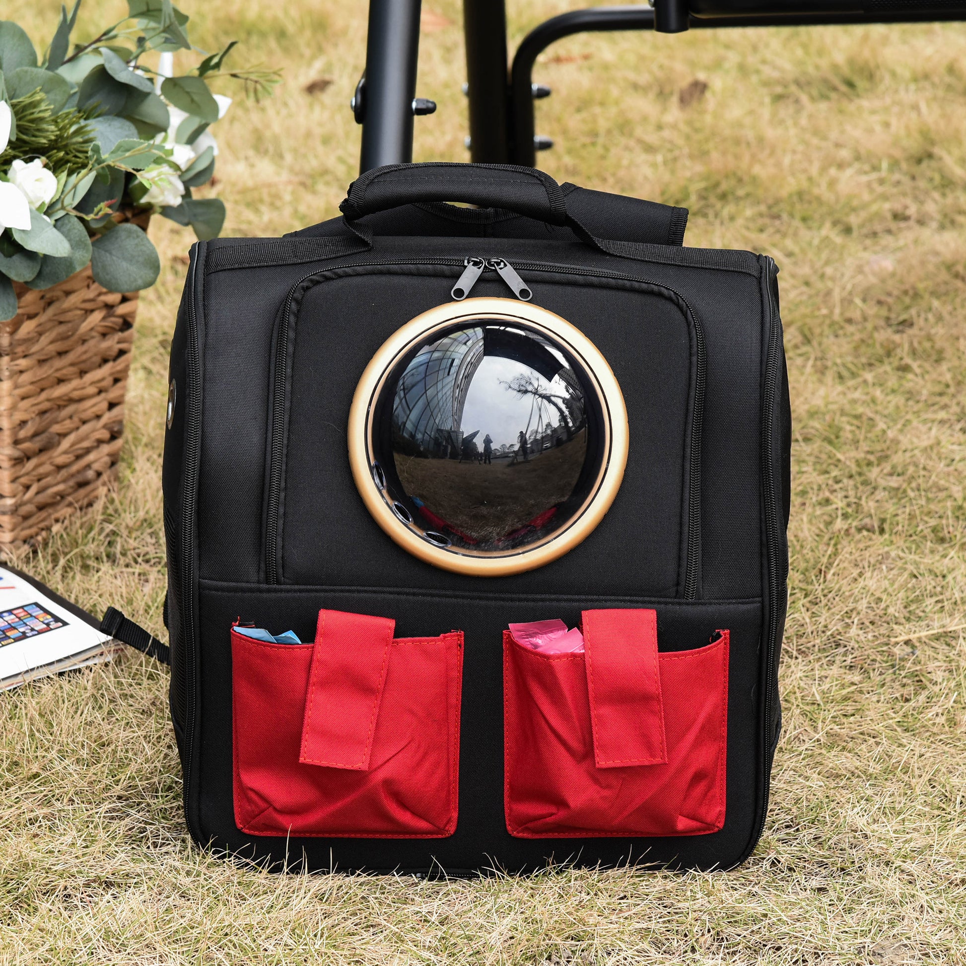 Pawhut Mochila Para Gatos Perros Pequeños Plegable Con Ojo De Buey 38x24x38 Cm_1