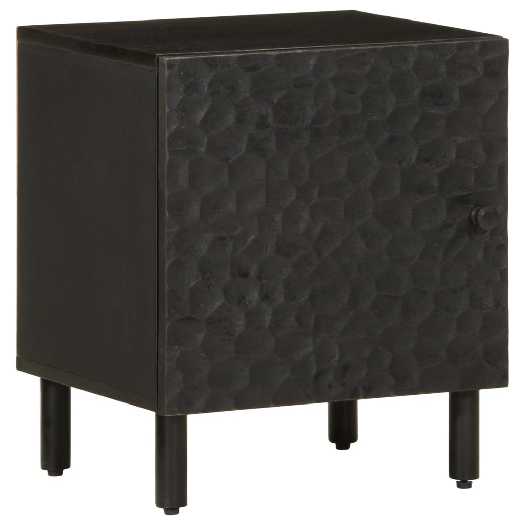 Mesitas De Noche 2 Uds Madera Maciza De Mango Negro 40x33x46 Cm_0