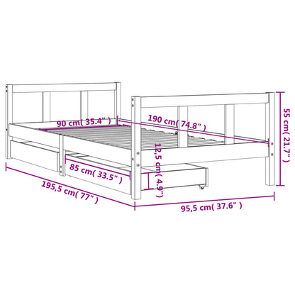 Vidaxl Estructura De Cama Infantil Con Cajones Madera Pino 90x190 Cm_2