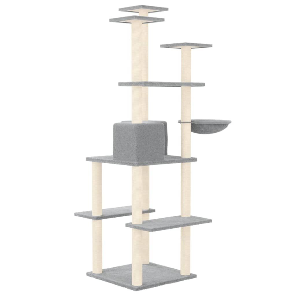 Vidaxl Rascador Para Gatos Con Postes De Sisal Gris Claro 167 Cm_4