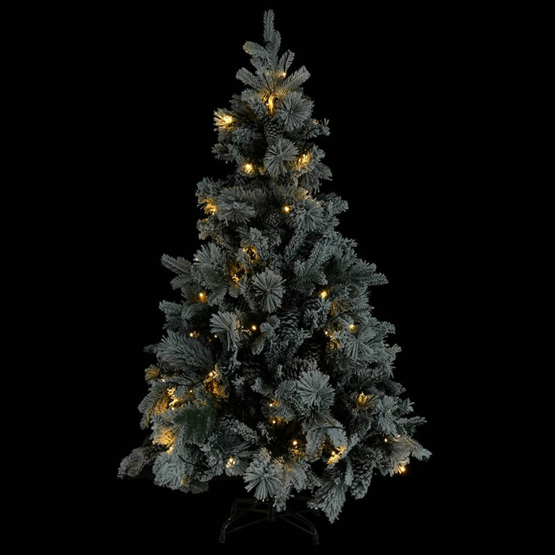 Vidaxl Árbol De Navidad Con Nieve, Luces Led Y Piñas Pvc Y Pe 195 Cm_1