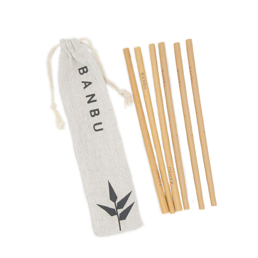 Conjunto de 6 palhinhas de bambu reutilizáveis ​​Banbu