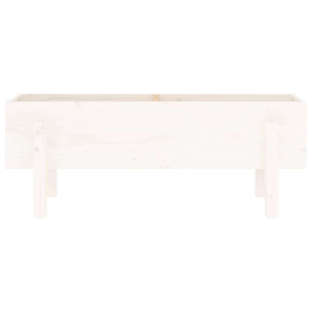 Arriate Elevado De Jardín Madera Maciza Pino Blanco 101x30x38cm_5