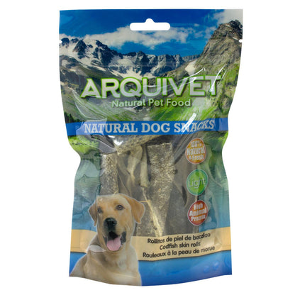 Rolos de pele de bacalhau natural Arquivet para cães 70 g