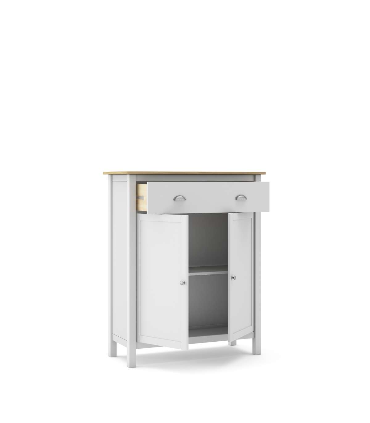 Mueble Auxiliar 2 Puertas 1 Cajón Modelo Miguel Acabado Blanco/roble. 110cm(alto) 90cm(an_2