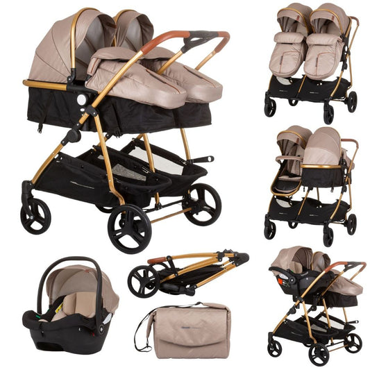 Carrito De Bebé Gemelar Dúo Smart Con 1 Grupo 0+ Golden Beige_0