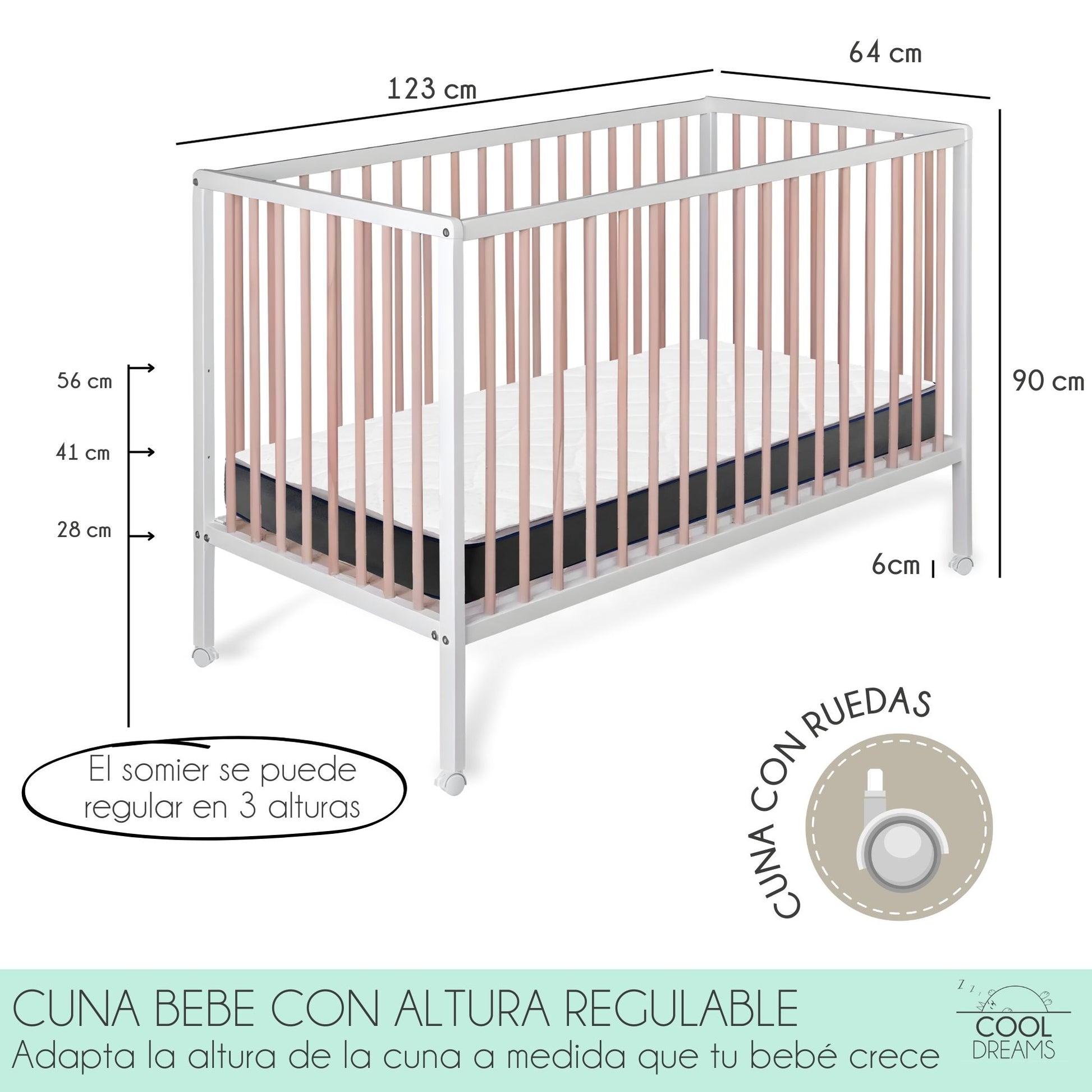 Cuna De Bebé Laponia Estilo Nórdico Natural 120x60 Cm Madera De Haya Con Colchón Morfeo Y Funda Impermeable_3