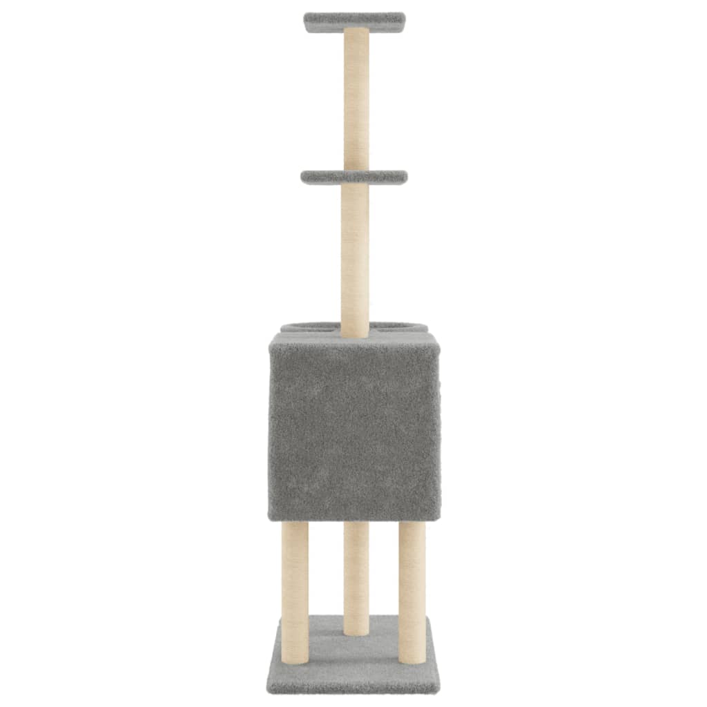 Rascador Para Gatos Con Postes De Sisal Gris Claro 145 Cm_4