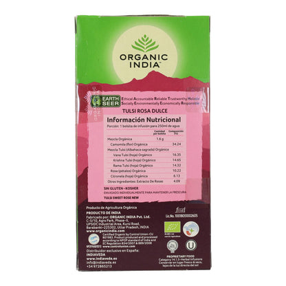 Tulsi Sweet Rose Biológico Índia 25 saquetas