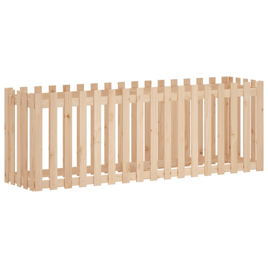 Arriate Elevado Jardín Con Valla Madera Maciza Pino 200x50x70cm_0