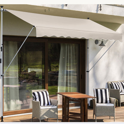 Outsunny Toldo Manual Retráctil Exterior 400x120x170-280 Cm Con Manivela Beige_3