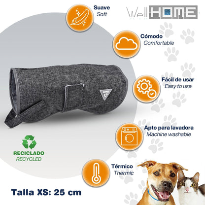 Cama Para Mascota 50x40x18cm Gris + Abrigo Negro Para Mascotas 25cm_5