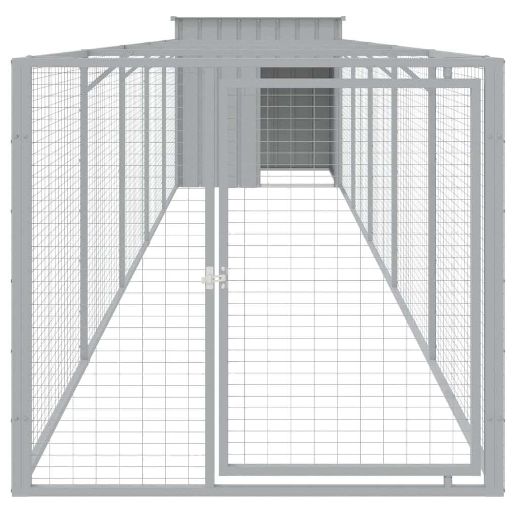 Caseta Perros Corral Acero Galvanizado Gris Claro 110x609x110cm_2