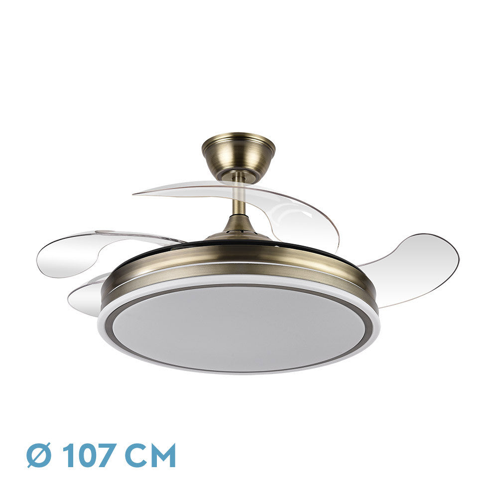 Ventilador Bayomo 72w 6120lm Cuero 3 Aspas Desp. 32/47x49/108d.3 Color.motor Dc.remoto_0