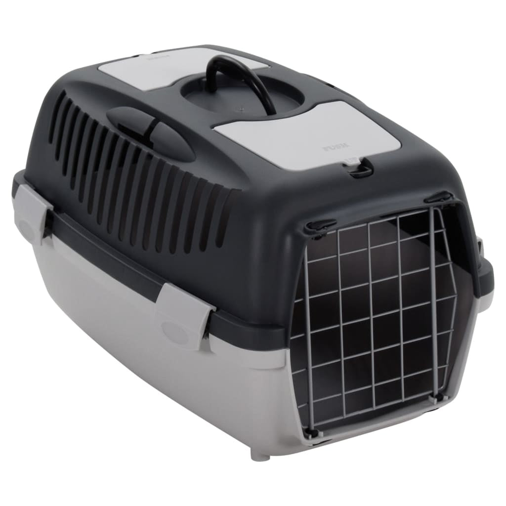 Vidaxl Transportín De Mascotas Pp Gris Y Negro 55x36x35 Cm_0