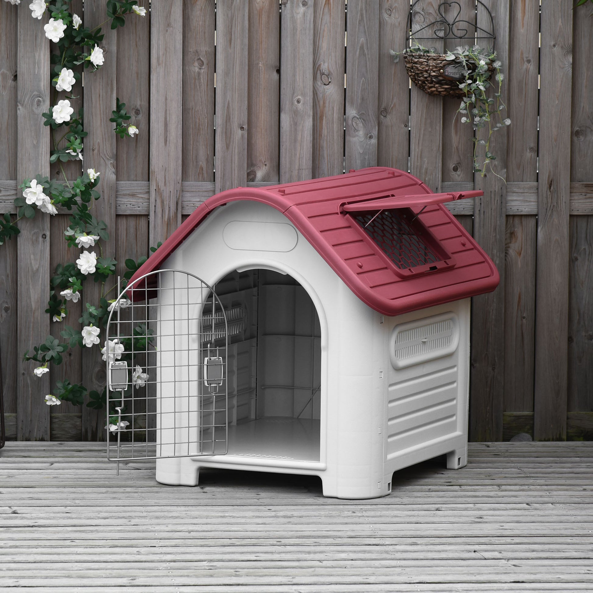 Pawhut Caseta De Perro Con 3 Respiraderos Puerta Ventana Para Jardín Terraza_1