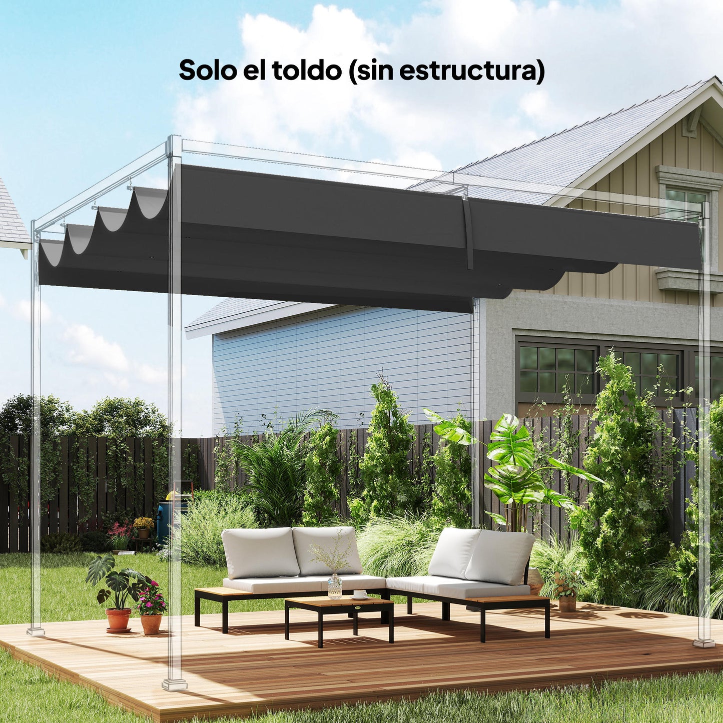 Outsunny Techo De Pérgola Retráctil 4x3,5 M Para Marco De Pérgola De 4x3 M_1