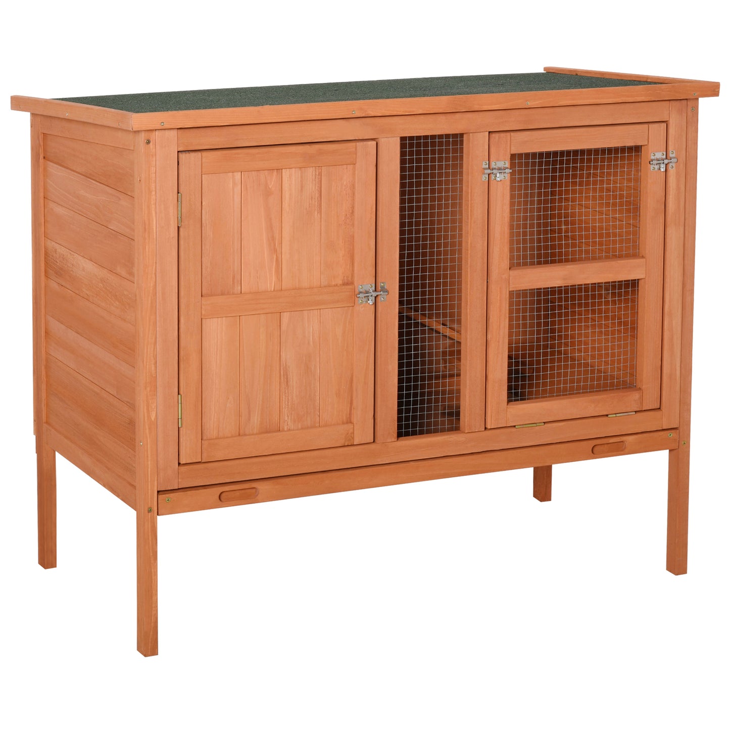 Pawhut Conejera De Exterior Madera 2 Pisos Con Bandeja Extraíble 102x56x85 Cm_0