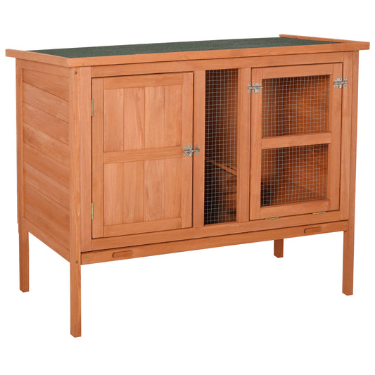 Pawhut Conejera De Exterior Madera 2 Pisos Con Bandeja Extraíble 102x56x85 Cm_0