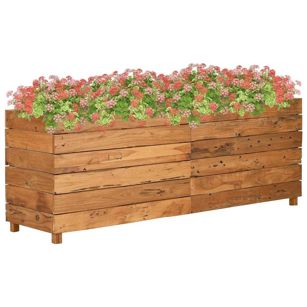 Arriate Elevado Madera De Teca Reciclada Y Acero 150x40x55 Cm_1