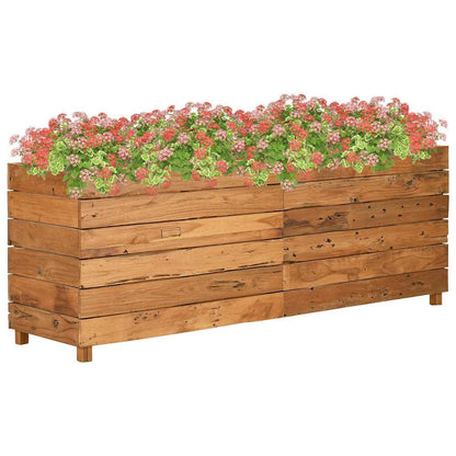 Arriate Elevado Madera De Teca Reciclada Y Acero 150x40x55 Cm_1