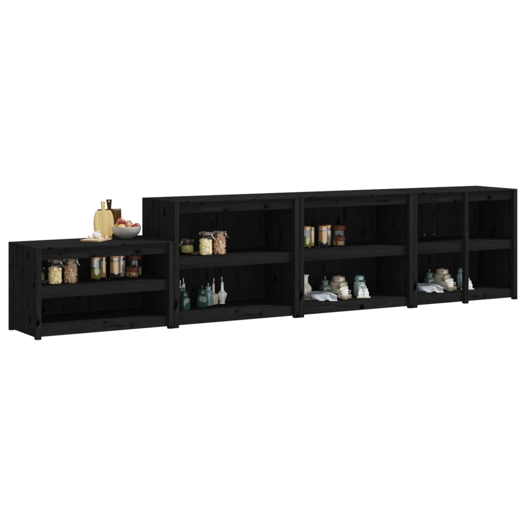 Muebles De Cocina De Exterior 4 Pzas Madera Maciza Pino Negro_2
