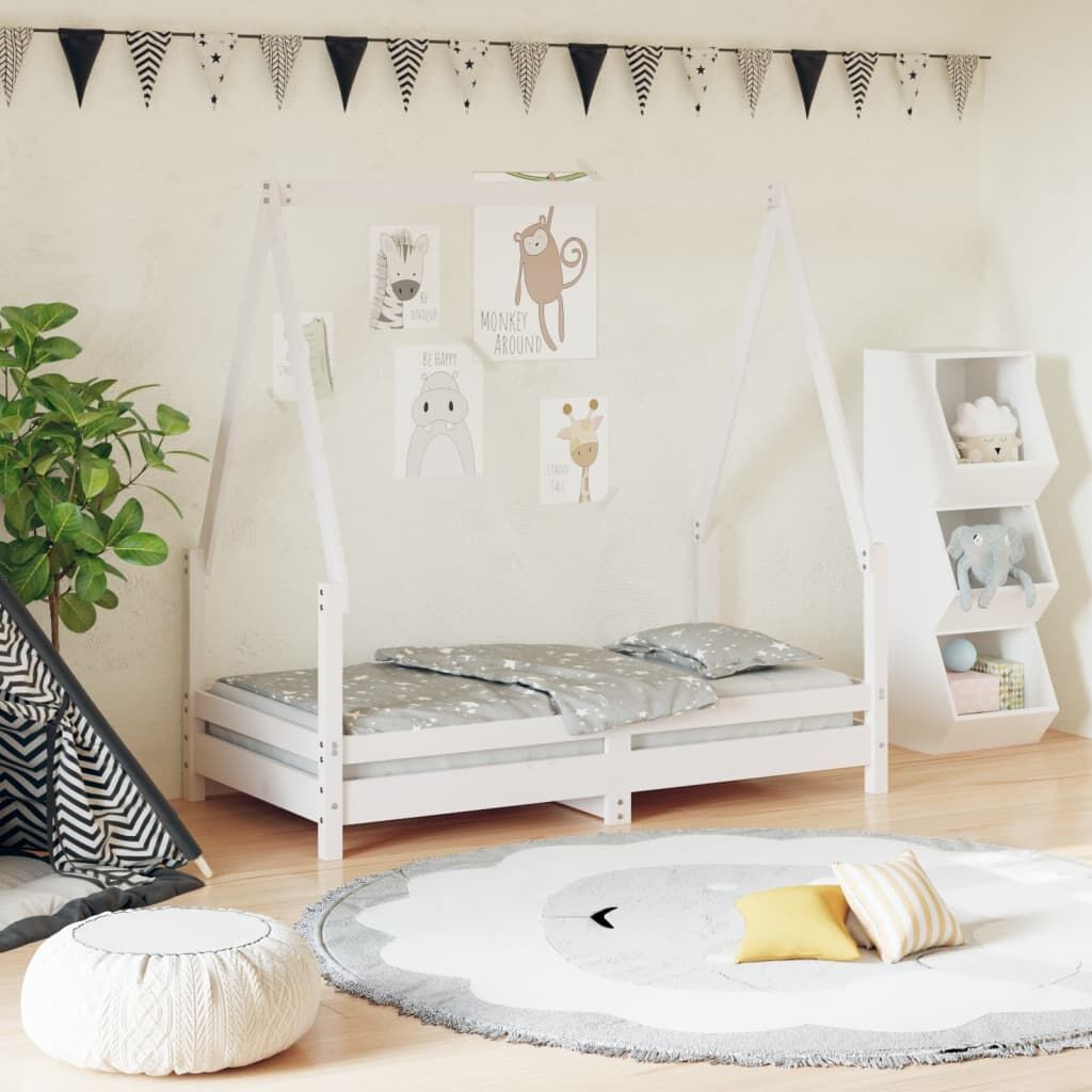 Vidaxl Estructura De Cama Para Niños Madera De Pino Blanco 70x140 Cm_1