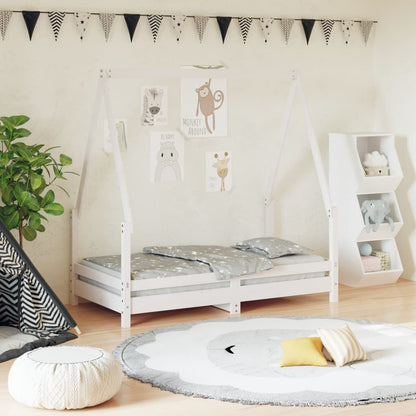 Vidaxl Estructura De Cama Para Niños Madera De Pino Blanco 70x140 Cm_1
