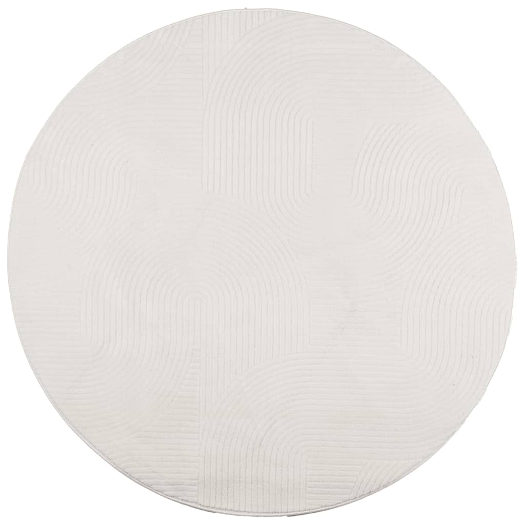 Alfombra De Pelo Corto Look Escandinavo Iza Crema Ø 160 Cm / Vetonek_5